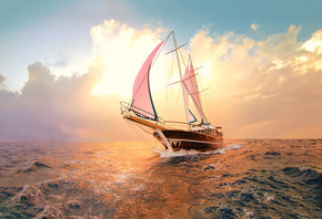 море, романтика, круиз, яхта, паруса, солнце