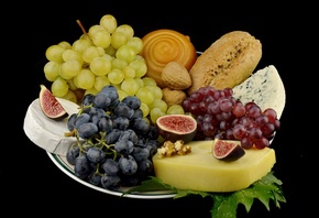 сыр, виноград, инжир, натюрморт, еда