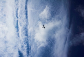 небо, облака, самолёт