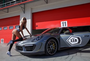 Maria Grishina, women, blonde, jean shorts, sneakers, women outdoors, car, black top, black stockings, ass, sunglasses, brunette, skinny, Converse