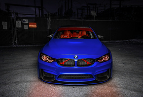 ночь, авто, BMW, синий