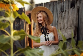 Dmitry Arhar, women, blonde, model, women outdoors, white dress, dress, str ...