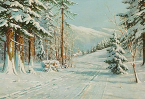 Bruno Moras,  , German painter,  , Winter landscape
