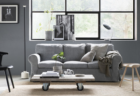 living room interior in scandinavian style, IKEA,     , sofa, Ektorp