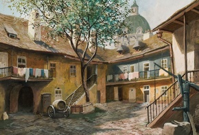 Karl Flieher,  ,  , Old Viennese courtyard,  ...