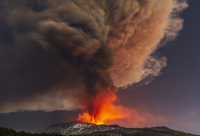 , Etna, Sicily, smoke billows, volcano, Italy