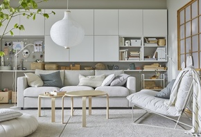 living room interior in scandinavian style, ikea,     ...