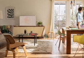 living room interior in modern style, Smart TV, интерьер гостиной в совреме ...