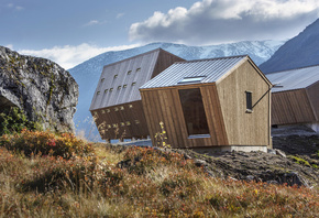 Norway, Luster, Wooden Cabins, mountains, Tourist Cabin, Snohetta