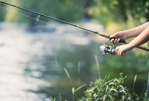 nature, fishing, river, family vacation