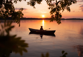 Finland, Lakeland, Sunset, Wasser, Boating