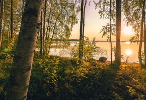 Lake Summanen, nature, Finland, Lapland, sunrise
