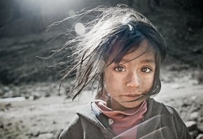 Nepal, portrait of a young girl, Himalayas