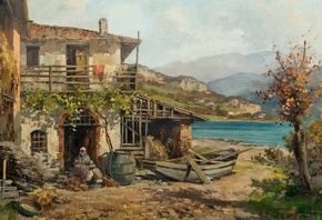 Ercole Magrotti, Italian, Italian Lakeside Scene