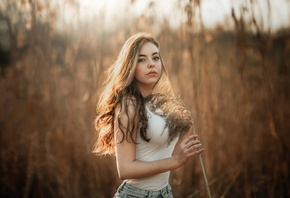 Girl In Corn Field, girls, model, field