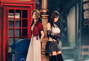 Sreliata, Aerith Gainsborough, Tifa Lockhart, women, brunette, Final Fantas ...