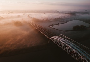 Mist, Early Morning Sunrise, IJssel-river, Holland