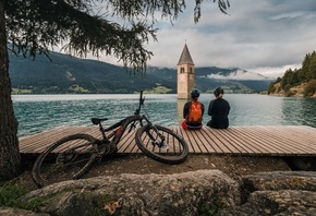 Lake Reschen, South Tyrol, Italy, Graun Church tower