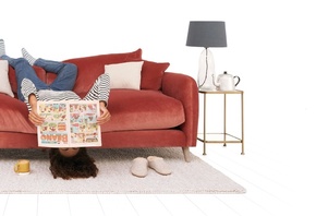 furniture, red sofa, loafing