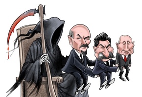 russian puppet masters, cartoon, russian invasion