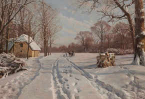 обои Peder Mork Monsted, Danish, 1915, Winter View Peder Mork Monsted, Danish, 1915, Winter View