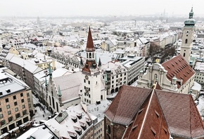 St Peters Church, Munich, winter, Germany