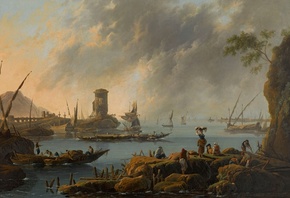 Jean-Baptiste Pillement, French, 1785, Lyon View of a port, Musee des Beaux ...