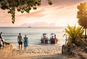 sunset, beach, adventure, Thailand