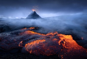 Iceland, lava fields, volcano