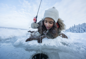 frozen lake, Winter Fishing, Norway