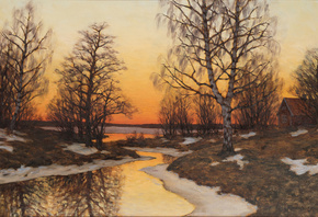 Edvard Rosenberg, Sweden, Winter Landscape In Twilight