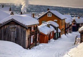 Roros, oldest wooden town, Winter, Norway