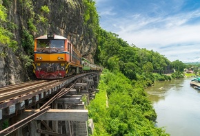 railroad, Tham Krasae Bridge, River Kwai, Bangkok, Thailand