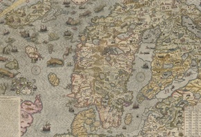 Map of the Sea, Scandinavian peninsula, Olaus Magnus, 1572