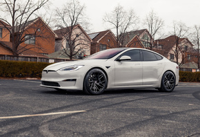 Tesla, Model S, Plaid, Electrocar, Sportcar, White