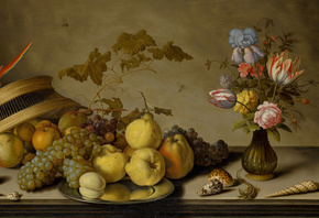 Balthasar van der Ast, Dutch Golden Age, A still life of fruit on a pewter plate