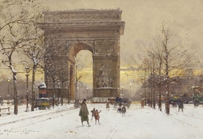 Eugene Galien-Laloue, French, Arc de Triomphe in winter