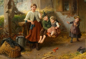 Felix Schlesinger, German, Children on a swing