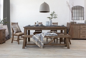 Dining Table, Oak Bench, Scandinavian style dining room interior