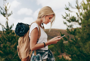 nature, woman, travell, mobile phone