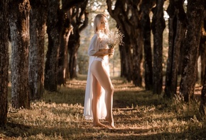 women, blonde, model, women outdoors, ass, hips, white lingerie, bra, panti ...