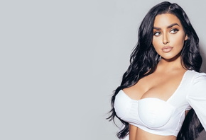 Abigail Ratchford, girl, model, beauty, white top, brunette