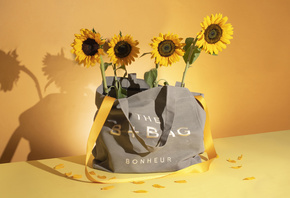Flowers, Canvas Bag, Sunflowers, Bonheur Bag