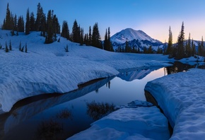 , , , , , , , alpine spring, trees, lake, mountains, snow, sunset, winter, landscape