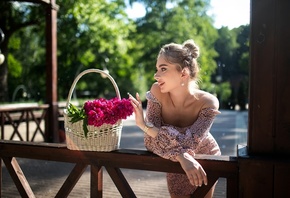 Dmitry Shulgin, women, blonde, model, women outdoors, summer dress, dress,  ...