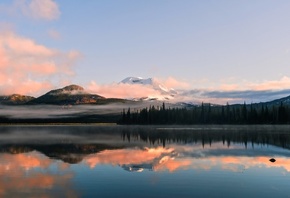 nature, landscape, lake, water, sky, clouds, mountains, trees, reflection,  ...