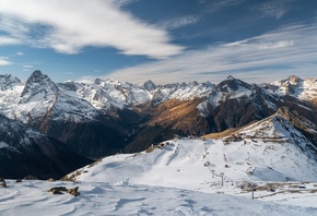 , mountains, sky, clouds, snow, nature, landscape