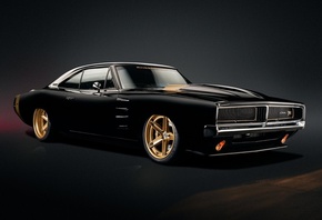 black, mopar, black, muscle, gold rims, gold stripe, 1969 Dodge Charger