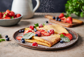 Easy Crepes, easy sweet breakfast, Fruit, cheese