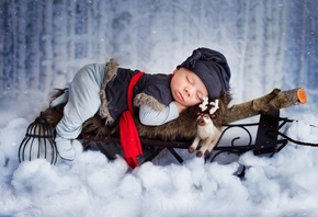 Newborn, christmas, sleeping babies